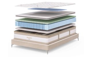 Image shows the different layers inside the Saatva RX mattress for back and joint pain