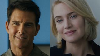 Tom Cruise in Top Gun: Maverick and Kate Winslet in Divergent, pictured side by side.