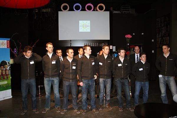 A selection of Cofidis Riders (l-r) Sylvain Chavanel, Florent Brard, St&eacute;phane Aug&eacute;, Nick Nuyens, Maxime Monfort, Julien El Fares, Samuel Dumoulin and Alexandre Blain