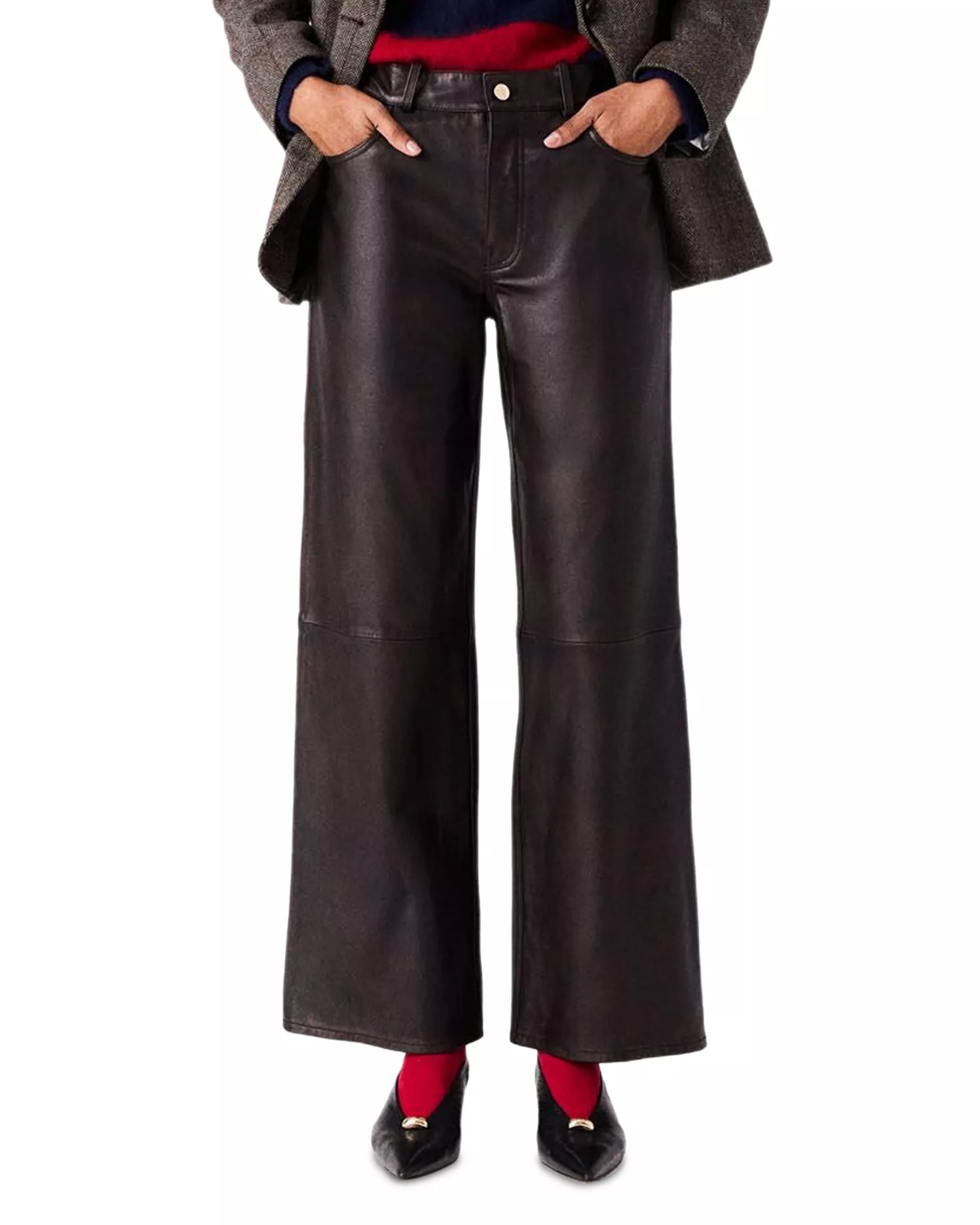 Leather Straight Leg Pants