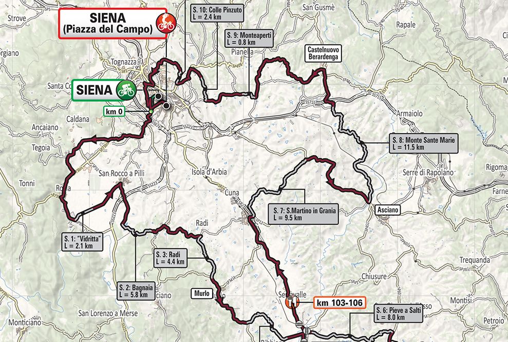 2019 Men's Strade Bianche Map