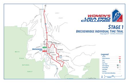 2015 Women's USA Pro Challenge map for stage 1