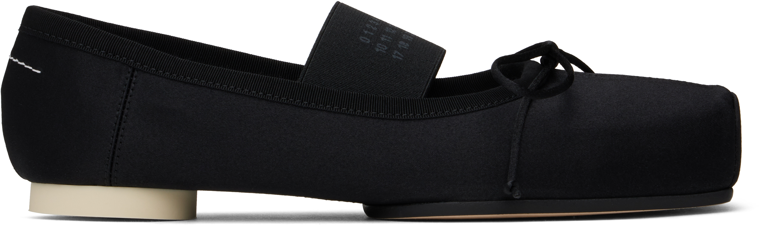 Black Satin Pointe Logo Ballerina Flats