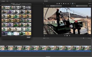 Software for editing videos for YouTube screenshot of Apple iMovie multiple pictures of people on a zipwire