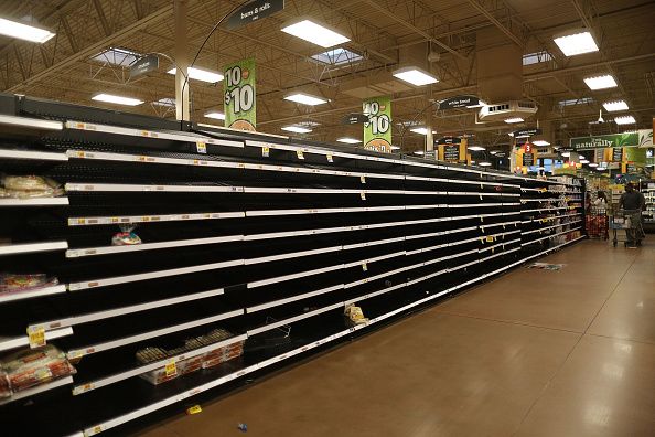 Empty store shelves in Houston.