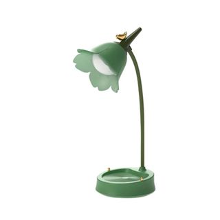 A green flower shaped lamp