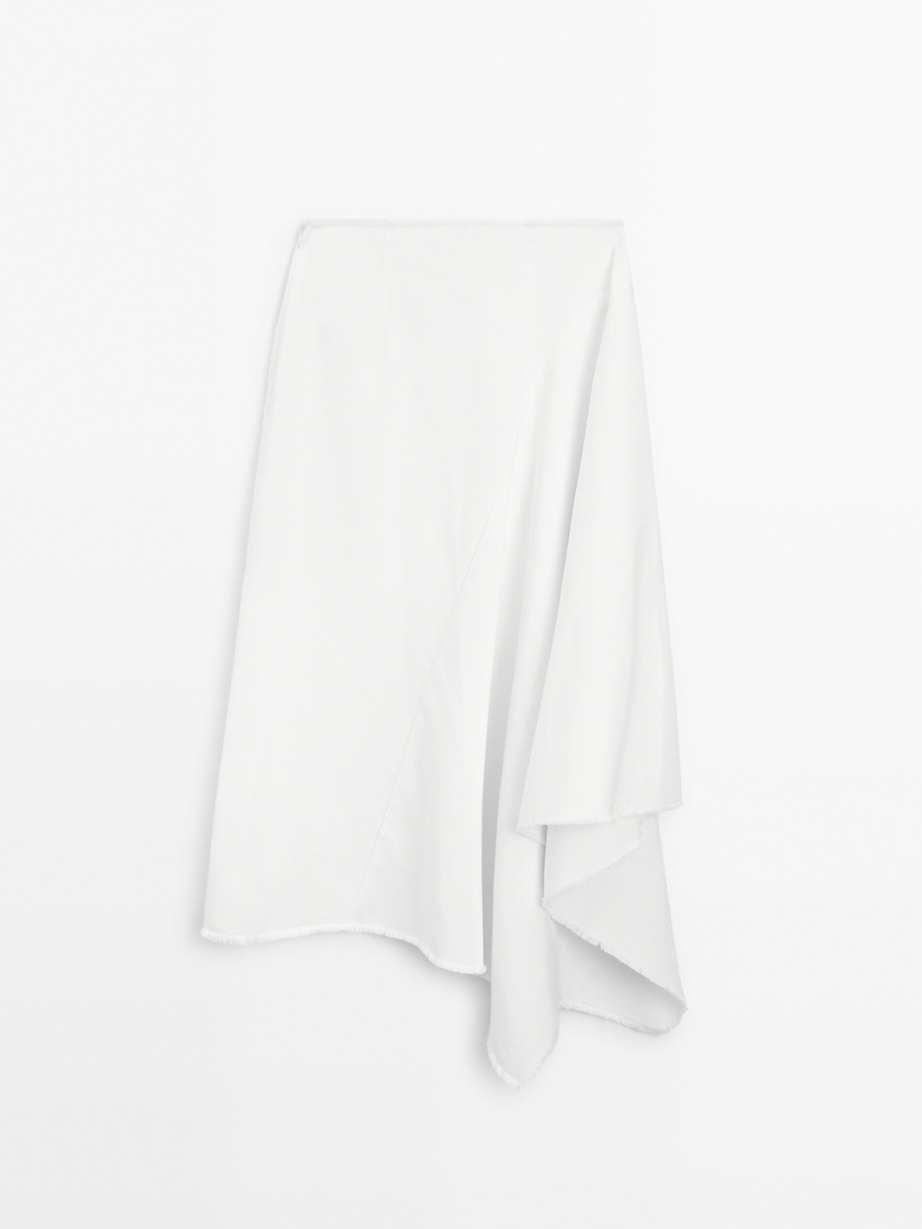 Asymmetric Denim Midi Skirt