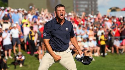 Bryson DeChambeau celebrates at the 2024 PGA Championship