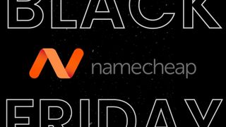 Namecheap logo on black background with Black Friday text at the top and bottom
