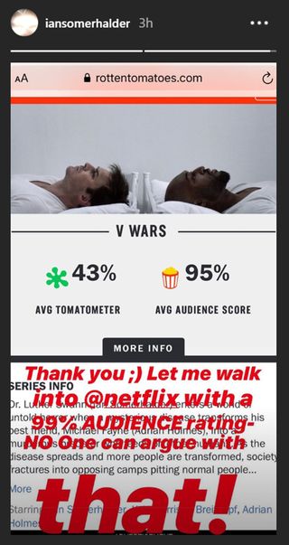 Ian Somerhalder Instagram Story V Wars Rotten Tomatoes