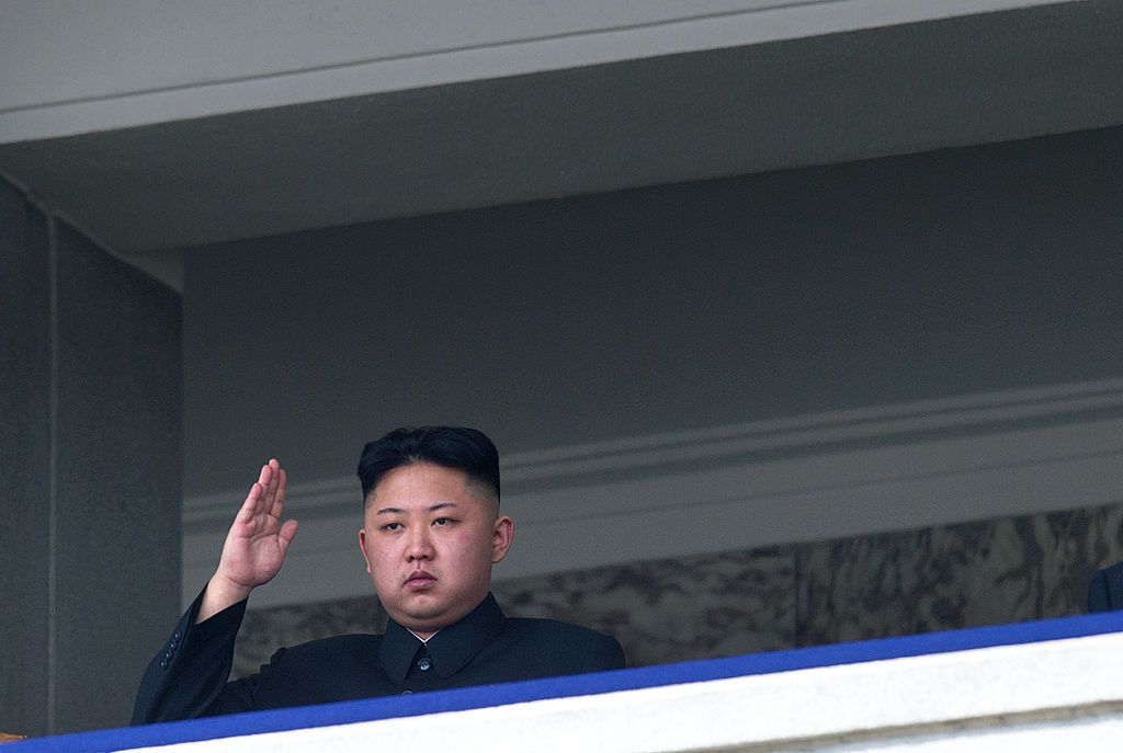 North Korean leader Kim Jong-Un salutes