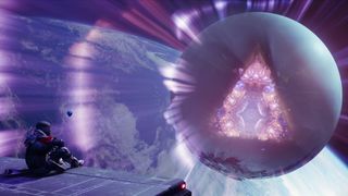 Destiny 2 The Final Shape ending Guardian looking at the Traveler aurora