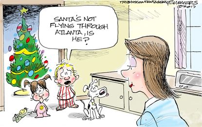 Political cartoon U.S. Christmas Atlanta airport blackout