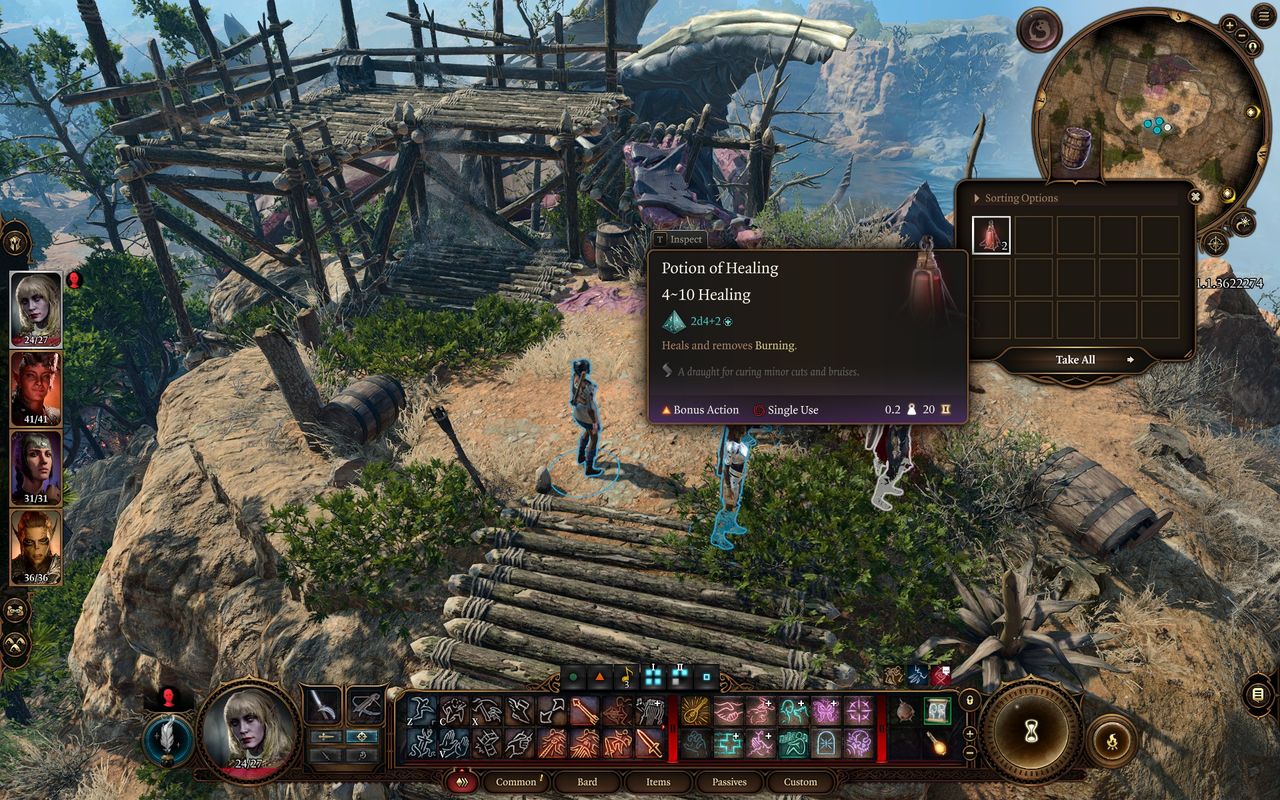 A barrel holds 2 healing potions