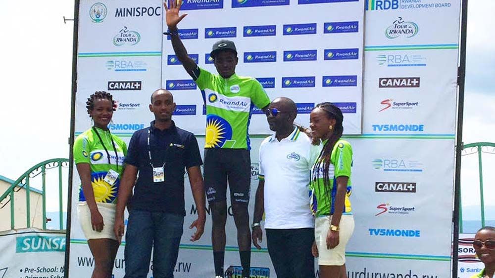 Valens Ndayisenga in the jersey for best African