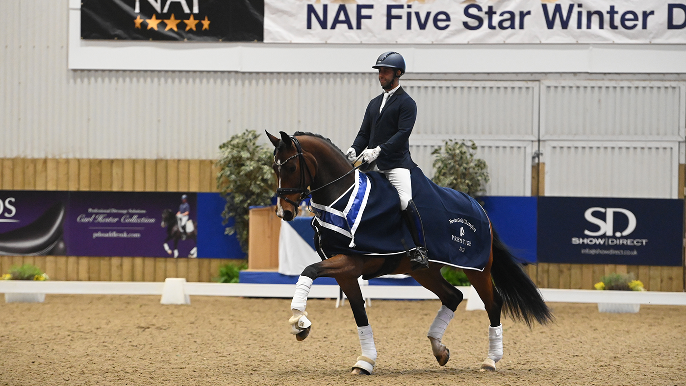 Dannie Morgan and Fever Tree win the novice gold at the Winter Dressage Championships 2023