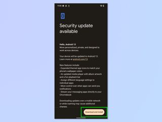 A screenshot showing the steps required to update Android