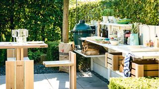 Outdoor kitchen ideas with modular concrete units