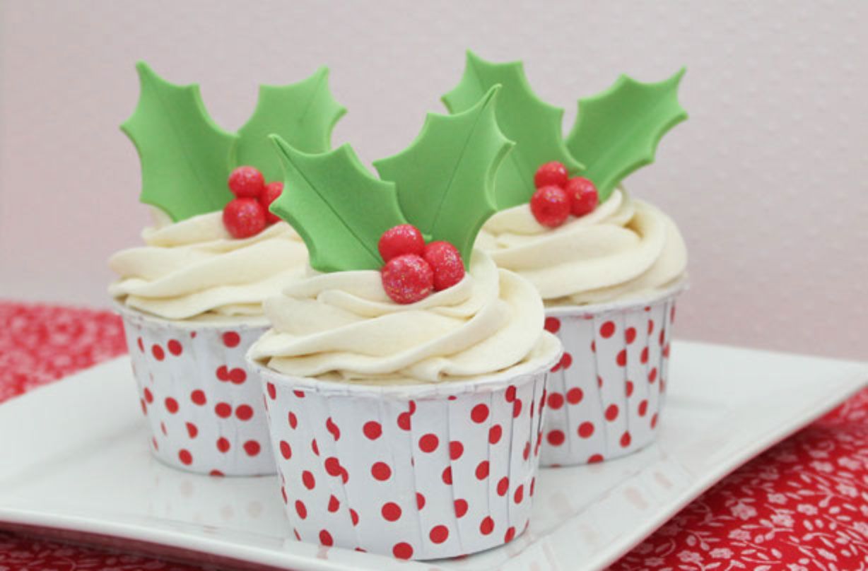 Holly cupcakes