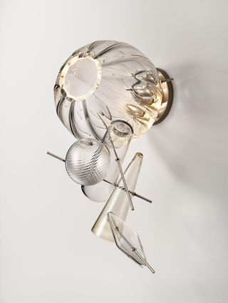 Lindsey Alderman glass shapes light with silver fittings
