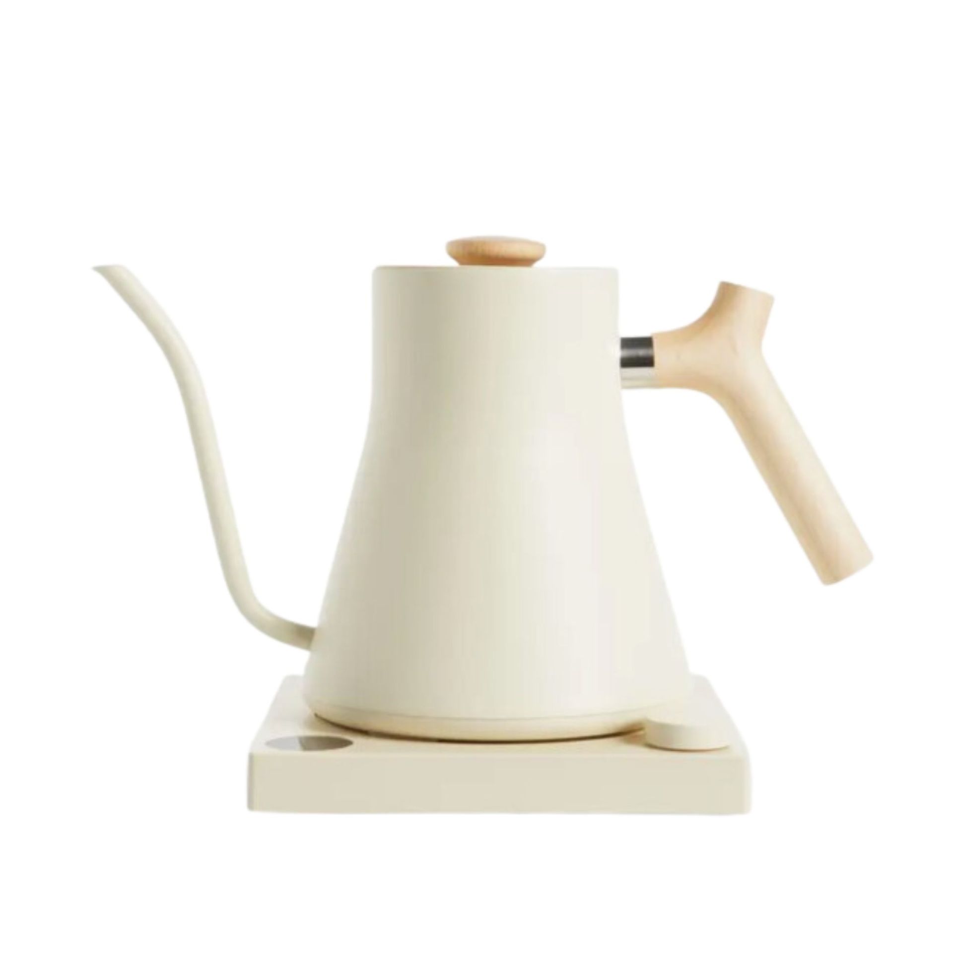 A white gooseneck electric kettle