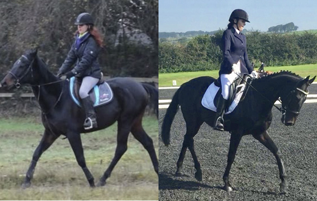 “This is Fire Commander, my eight-year-old former Flat racer. I’ve had him for three years now” — Emily Parkinson