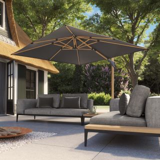 outdoor sofa ideas: sofa and parasol