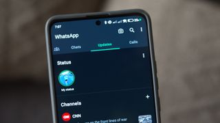 WhatsApp status update tray