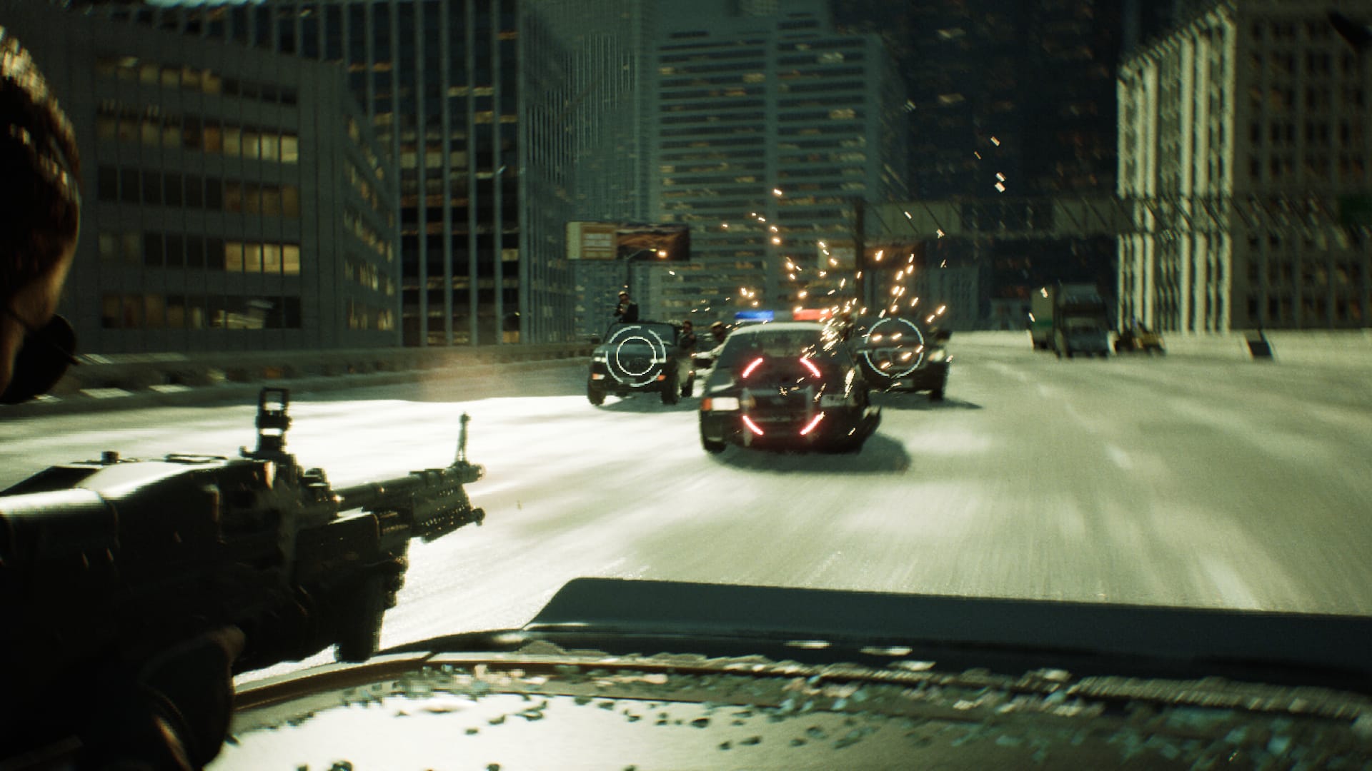 Matrix Awakens firing at incoming vehicles