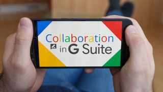 The G Suite logo displayed on a smartphone