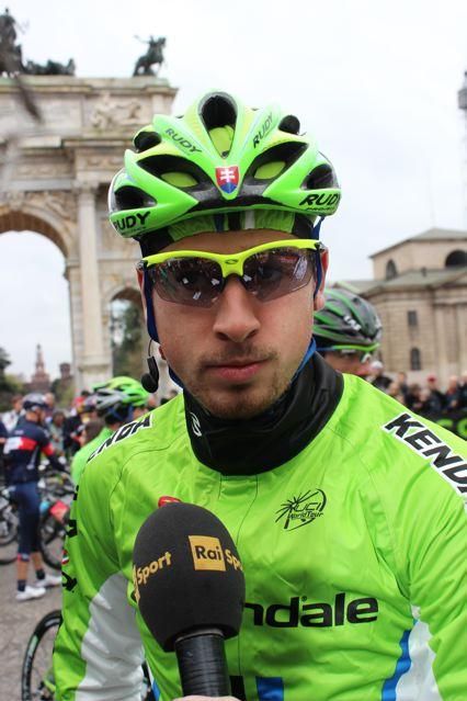 Peter Sagan (Cannondale) was quiet before the riders rolled out of Milan