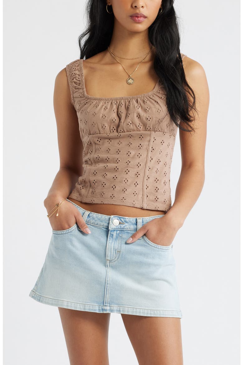 Ruched Cotton Eyelet Tank