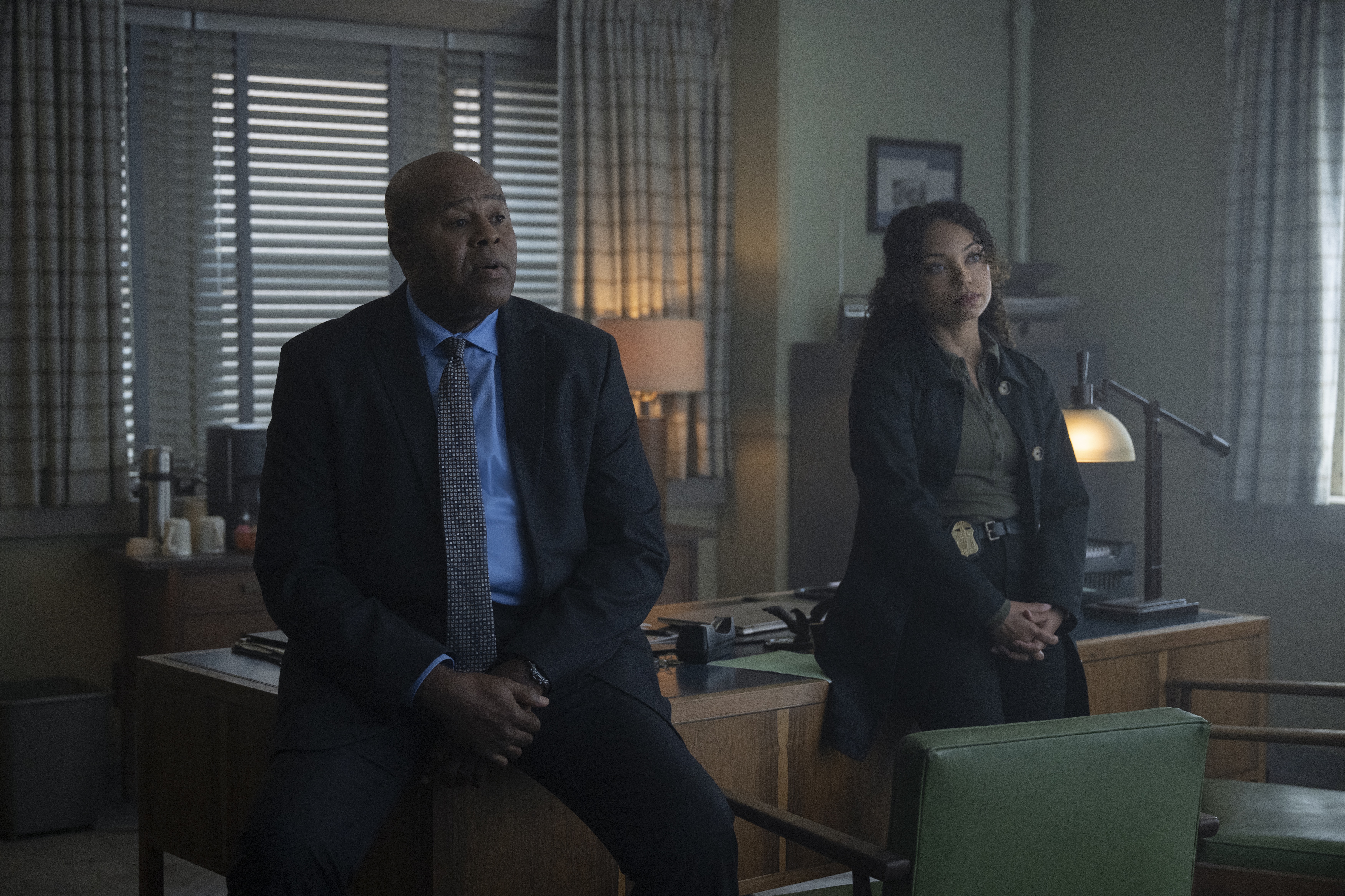 Chi McBride and Logan Browning in I Will Find You