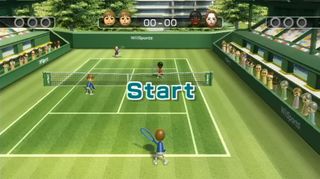 A screenshot of Wii Sports tennis