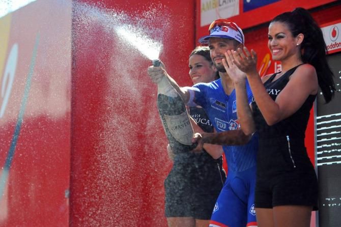 Nacer Bouhanni (FDJ.fr) sprays the champagne