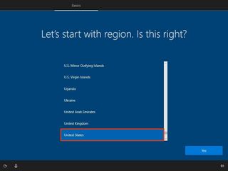 Windows 10 Pro OOBE select region