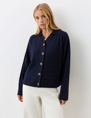 Collared Button Front Cardigan