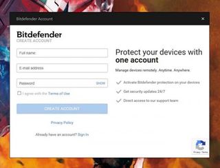 Create a Bitdefender account