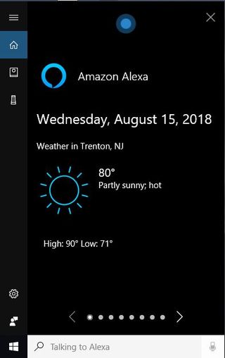 What Alexa looks like through Cortana on Windows 10.