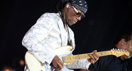 Nile Rodgers throws some shapes on his Hitmaker Stratocaster.
