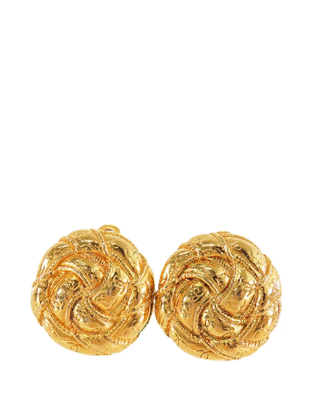 Chanel Pre-Owned 1970-1980 Gold Plated Cc Round Clip on Earrings Costume Earrings | One Size