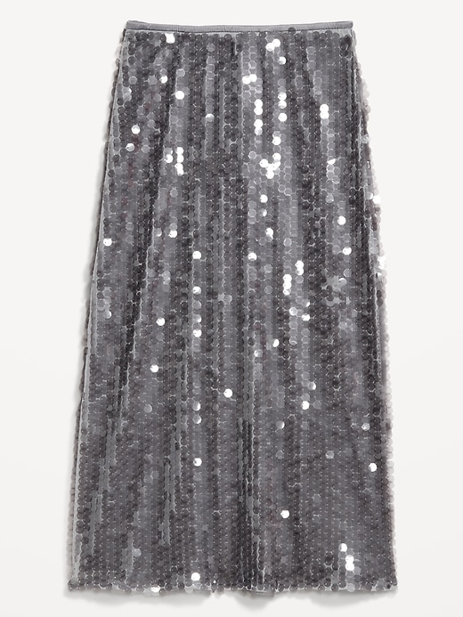 High-Waisted Sequin Midi Pencil Skirt