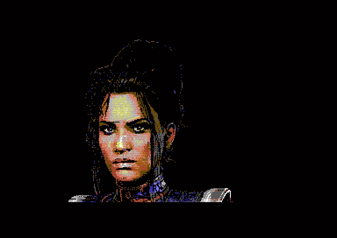 Commodore 77 demo by Arise Tech featuring fem player art.