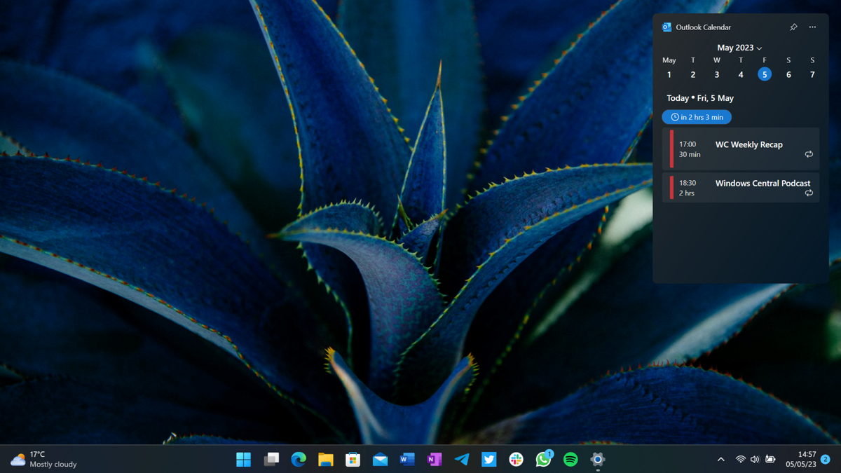 Windows 11 widgets on the desktop mockup