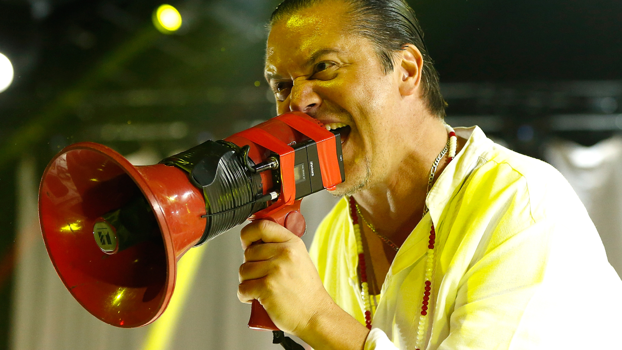 Mike Patton onstage with Faith No More in 2015