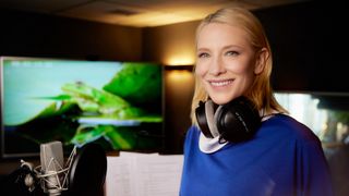 Cate Blanchett in the recording booth for Our Living World