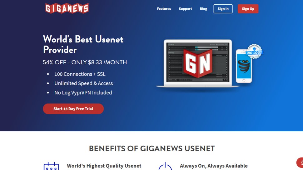 Website screenshot for Giganews