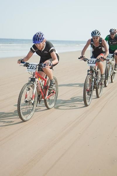 Katrina Cathcart rides ahead of Traci Lonergan