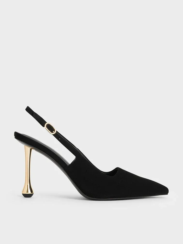 Charles & Keith, Faux Suede Sculptural-Heel Pointed-Toe Pumps