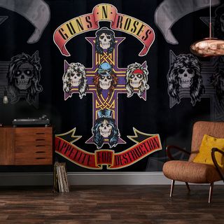guns and roses wallpaper with drawer